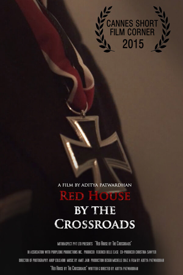 Red house by crossroads
